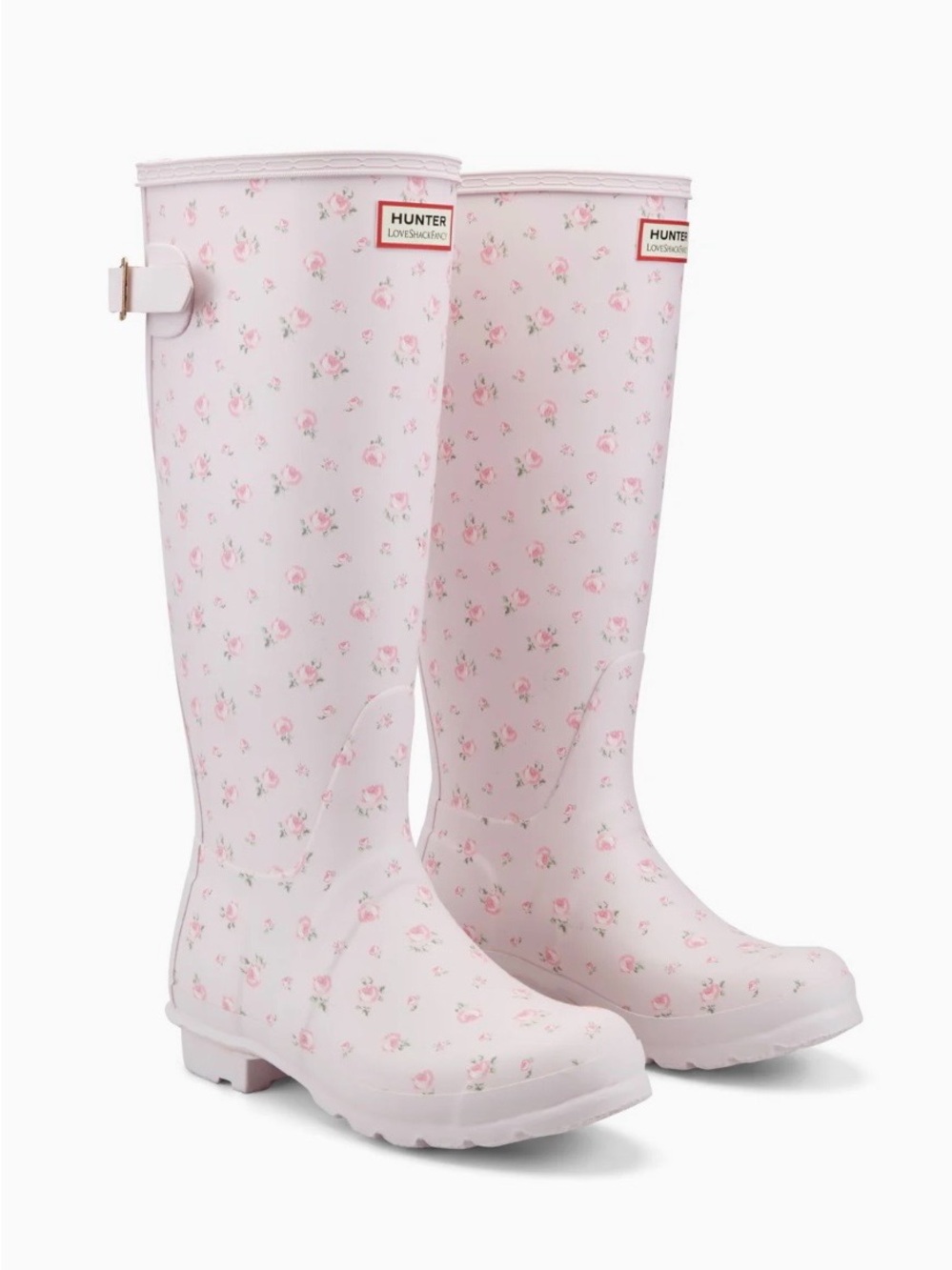 Hunter Women's x LOVESHACKFANCY Pink Tiny Floral Tall Rain Boots